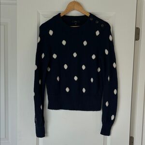 J.Crew Navy Polka Dot Sweater